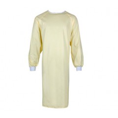 Plasdent Poly supreme REUSABLE Isolation Gowns, Ties at Neck and Waist - One Size Fits Most , Yellow 1 / Bag 